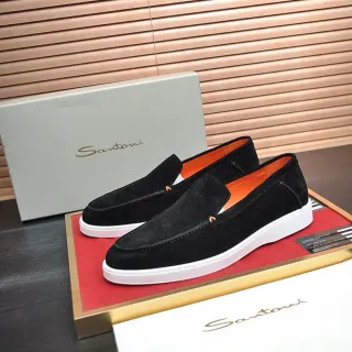 Santoni أسود برتقالي سويد أبيض سول لافر