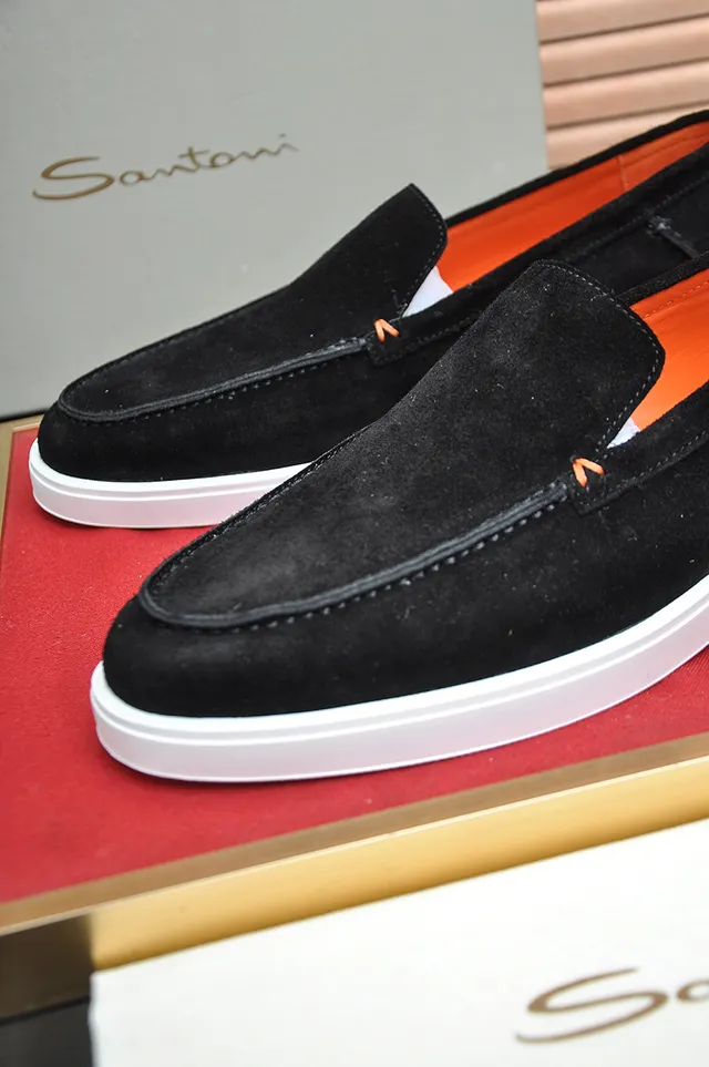 Santoni أسود برتقالي سويد أبيض سول لافر 2