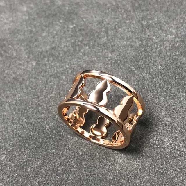 Silver and Rose Gold Openwork Cutout Enamel Rings 2