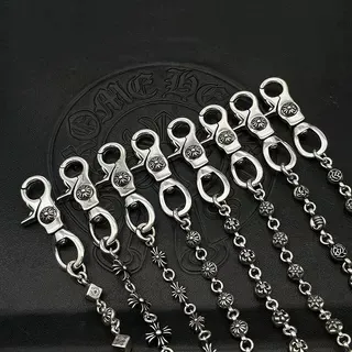 Silver Black Rose-Embossed Spherical Links Polished Necklace 9