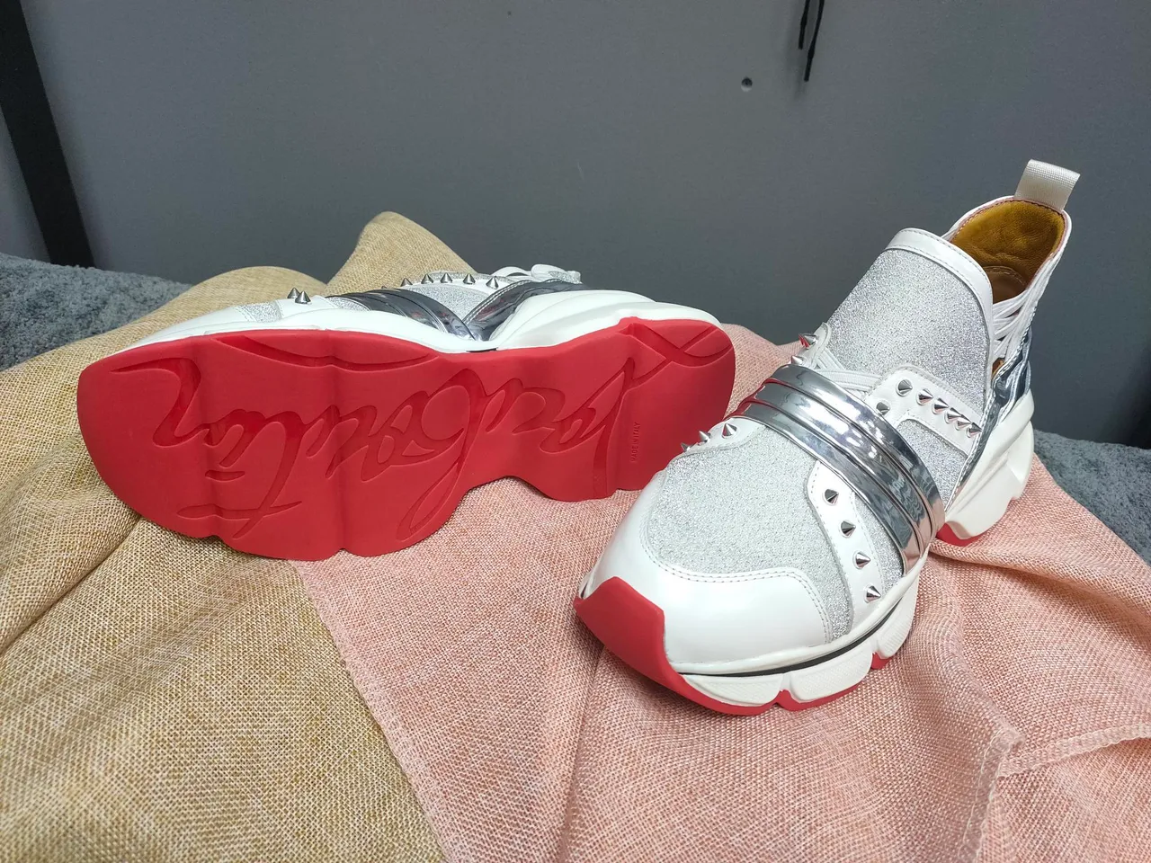 Silver Glitter and Chrome Slip-On Chunky Sneakers 3