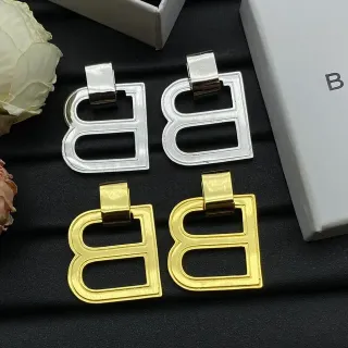 Brincos prata ouro Double-B Monogram Open-Frame