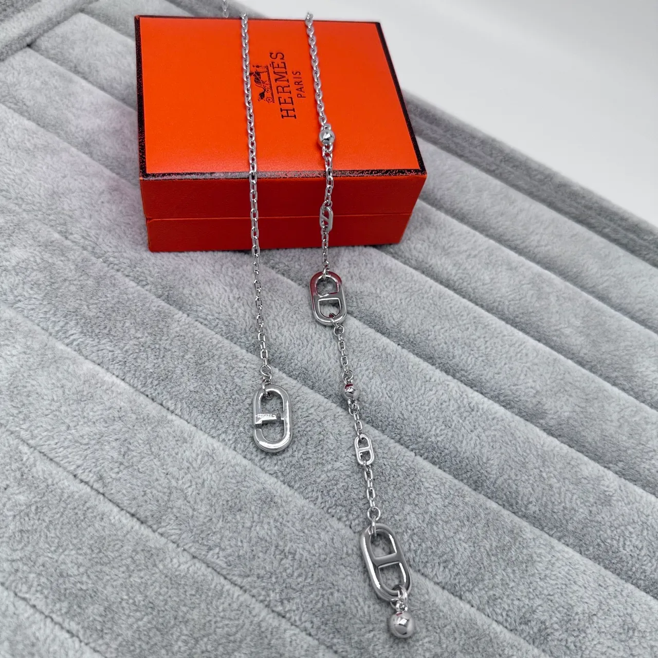 Silver Gold Metal Chain Open H-Shaped Pendant Necklace 4