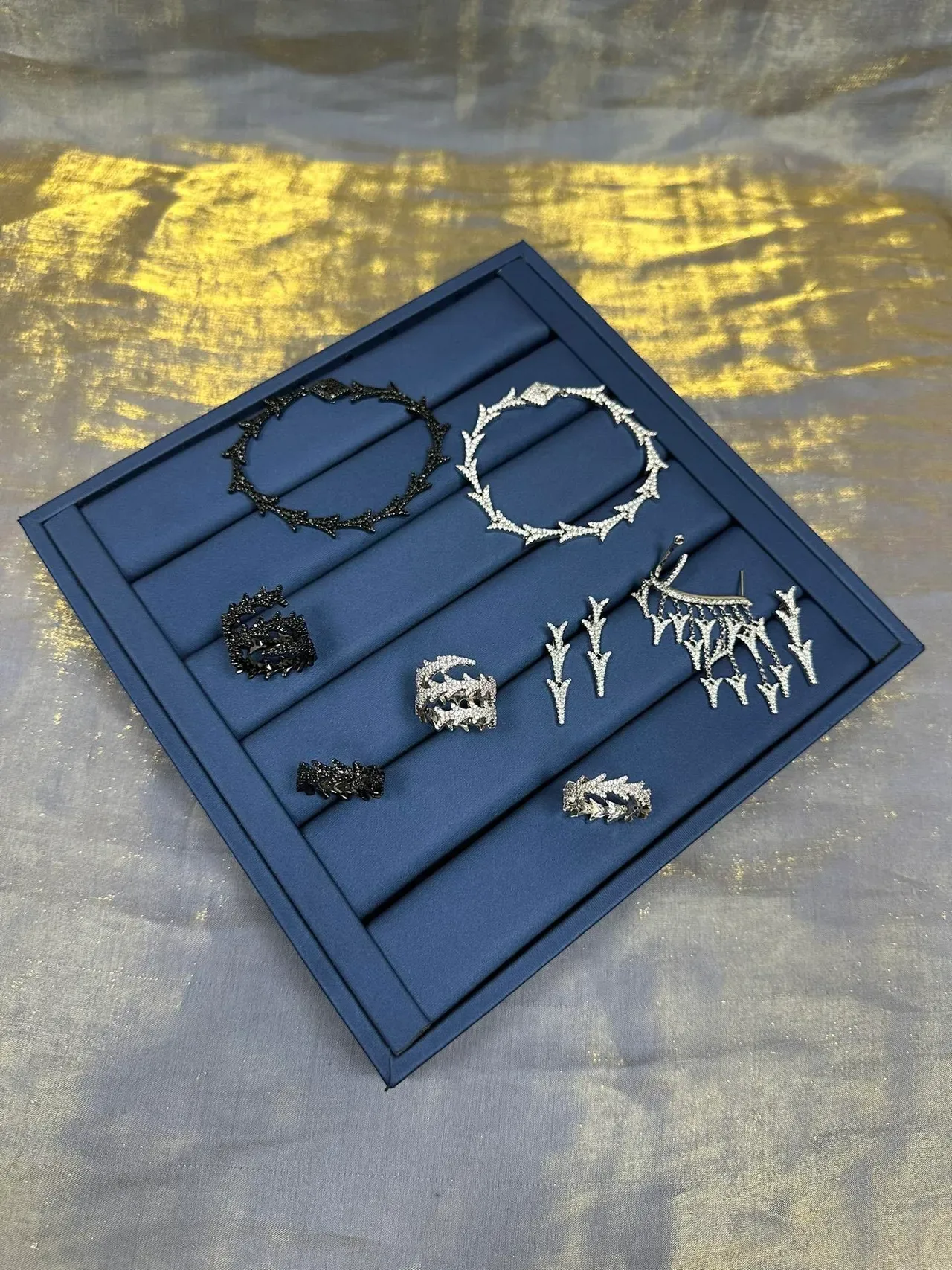 Joaillerie argent couronne pavé-set color navy 8
