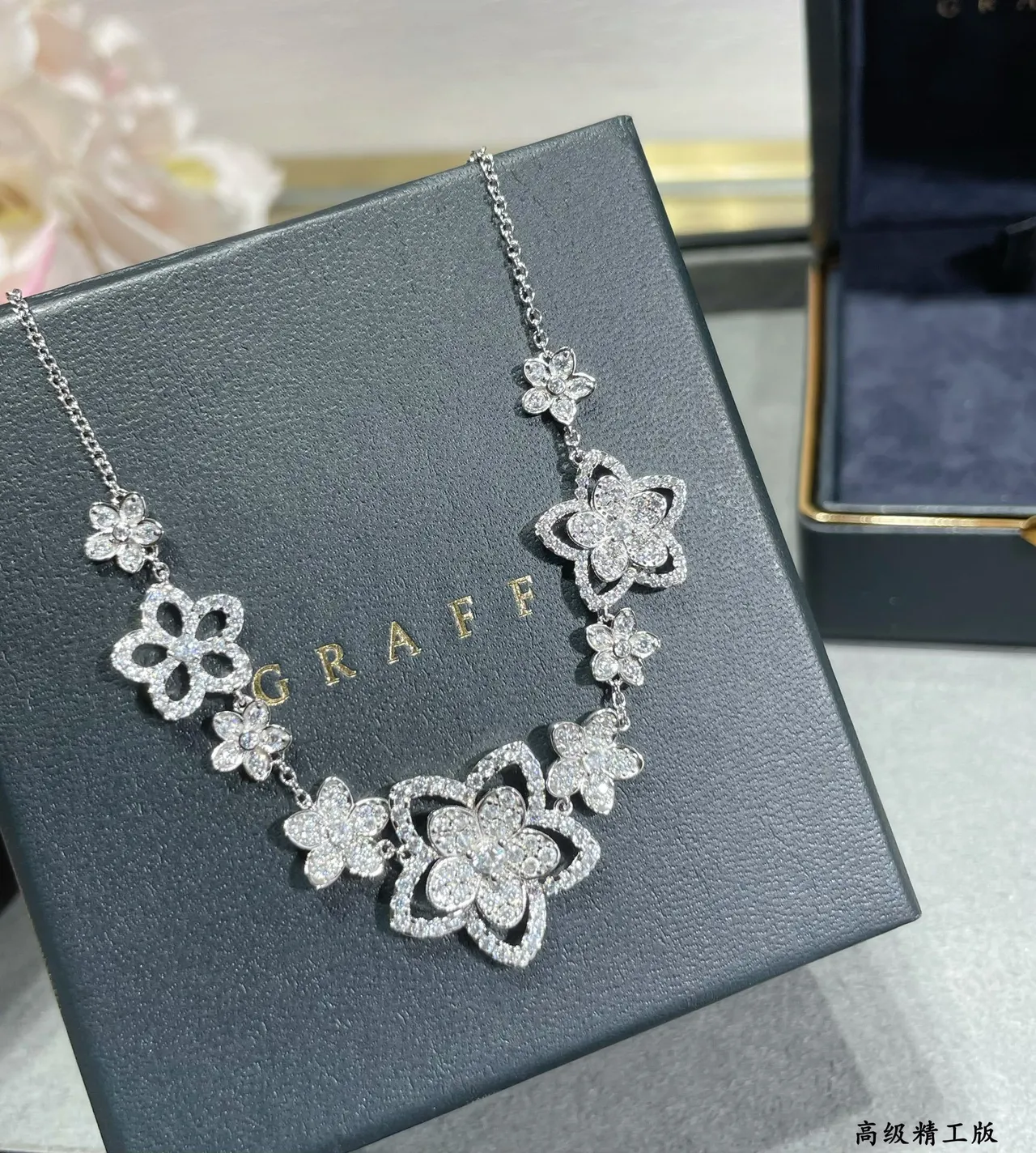 Silver-Tone Pavé Floral Motif Necklace 2