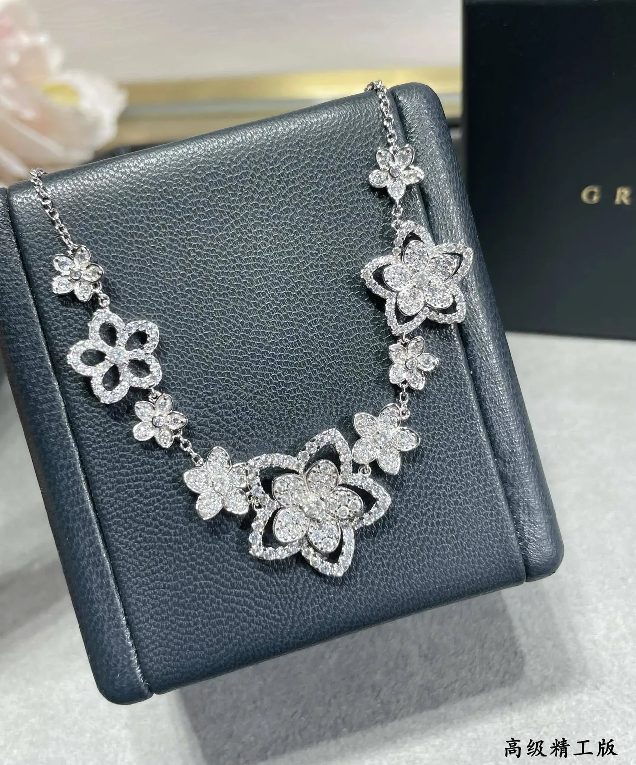 Silver-Tone Pavé Floral Motif Necklace 7