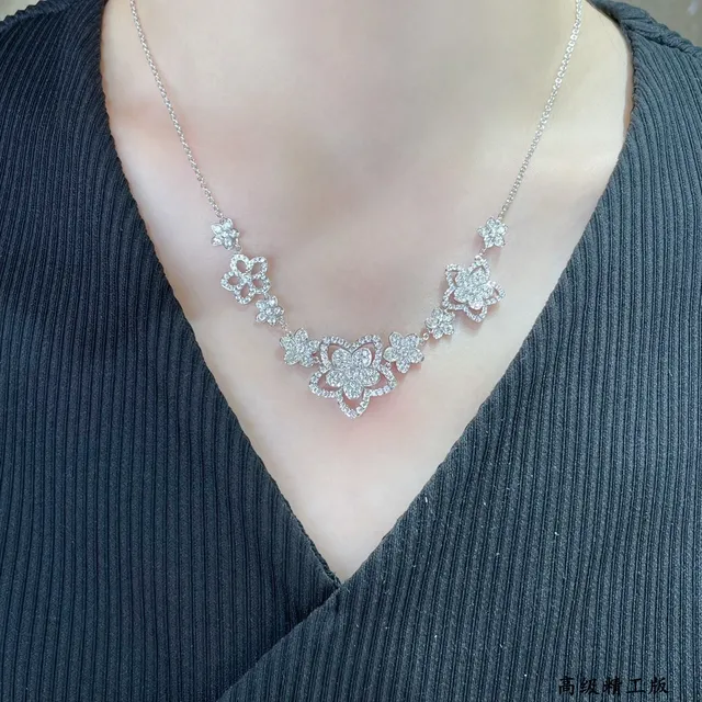 Silver-Tone Pavé Floral Motif Necklace 8