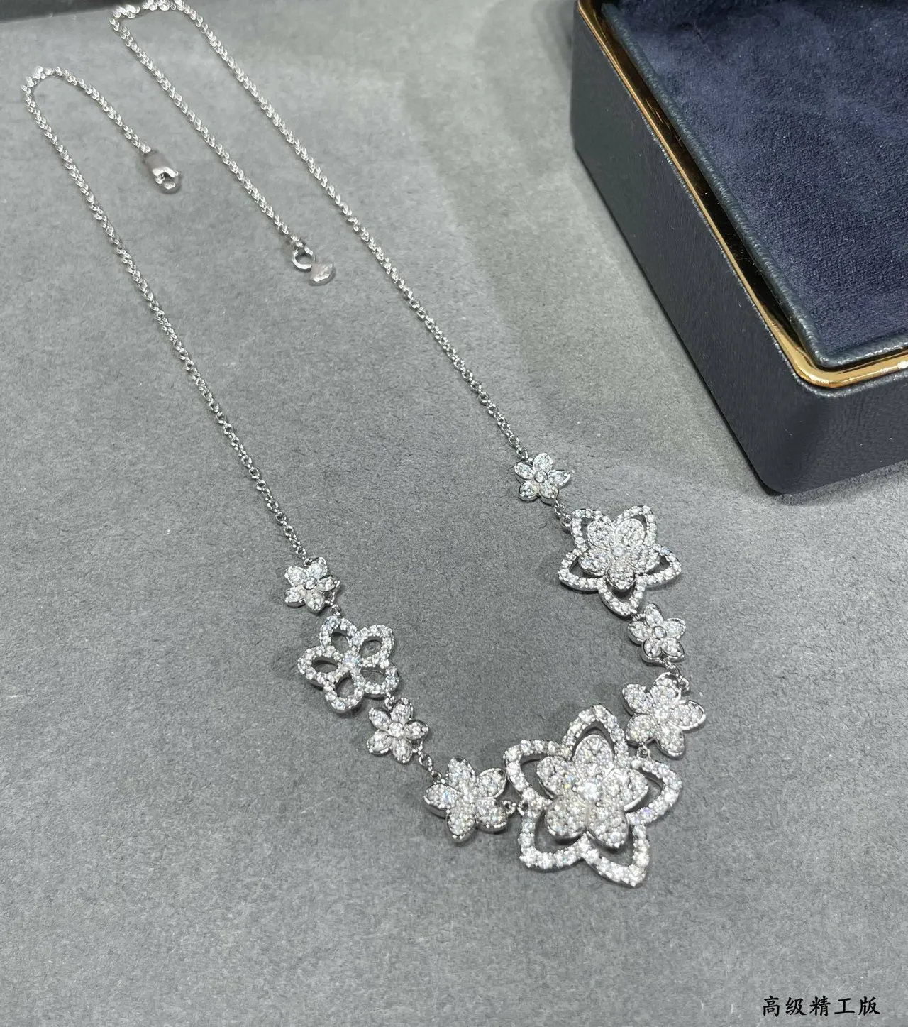 Silver-Tone Pavé Floral Motif Necklace 9