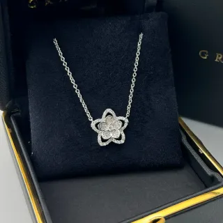 Collier pendentif fleur pavé ton argent