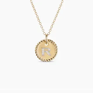 Silver-Tone Rope-Edge Initial R Disc Pendant Necklace 7