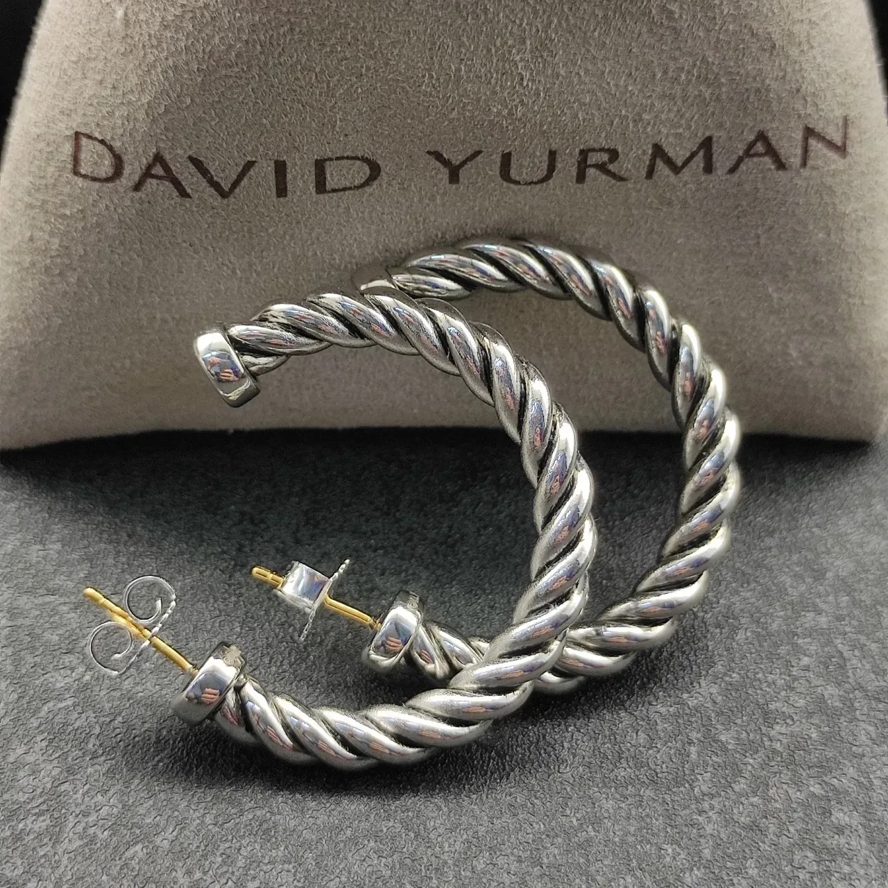 Silver Twisted Rope Hoop Earrings 5