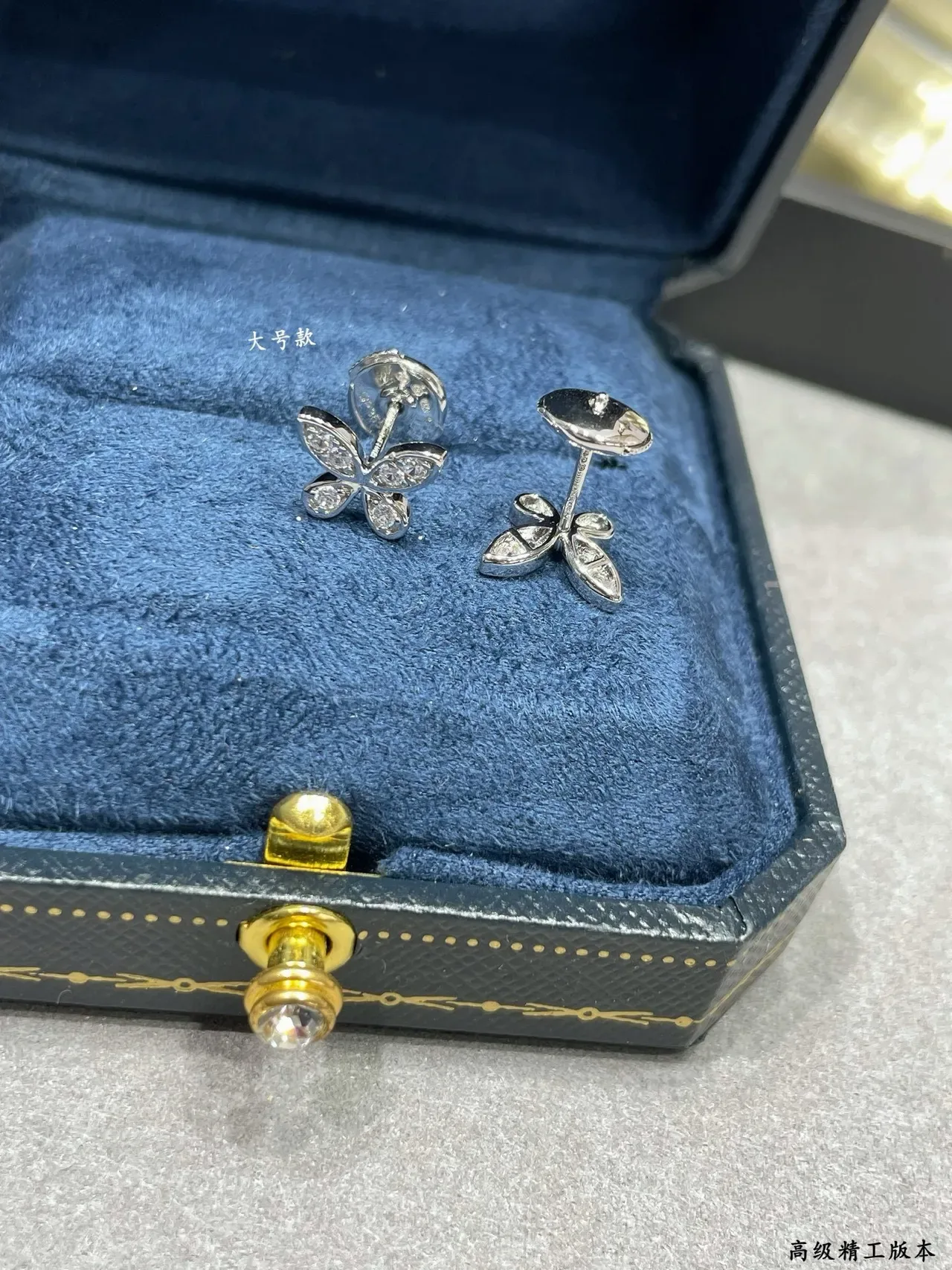Silver White Butterfly-Shaped Pavé-Set Earrings 6