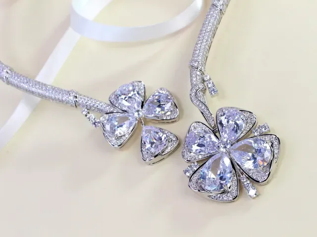 Silver White Pavé-Set Floral Pendant Necklace 7