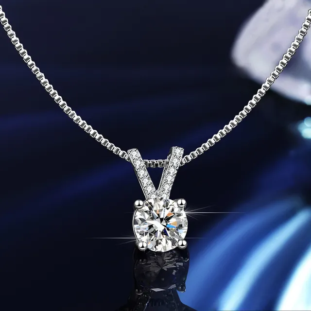 Solitaire Six-Prong Round Cut Pendant Necklace 8