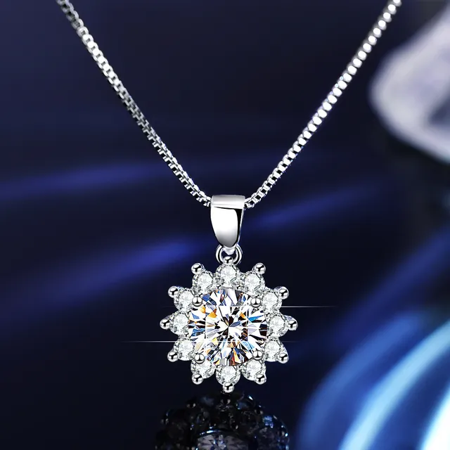 Solitaire Six-Prong Round Cut Pendant Necklace 15