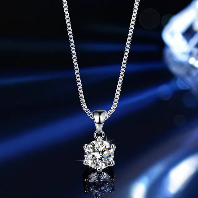Solitaire Six-Prong Round Cut Pendant Necklace 16