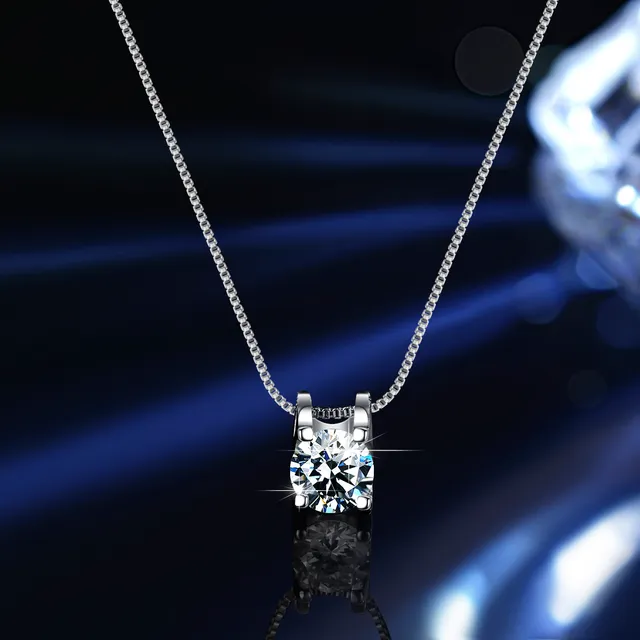 Solitaire Six-Prong Round Cut Pendant Necklace 18