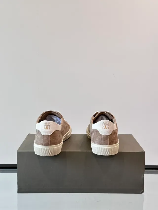 Taupe Suede Low-Top Lace-Up Sneakers 3