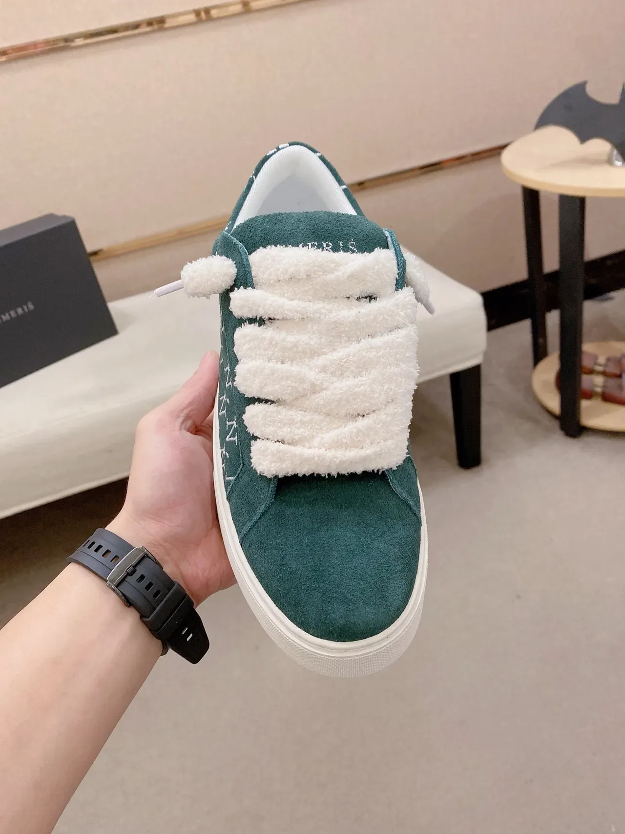 Teal Suede Monogram Slip-On Platform Sneaker 5