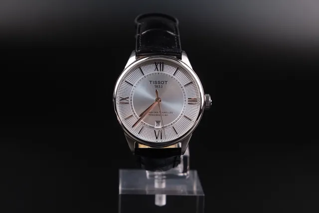 Tissot Black Silver Round Dial Guilloché Center Mechanical Watch 3