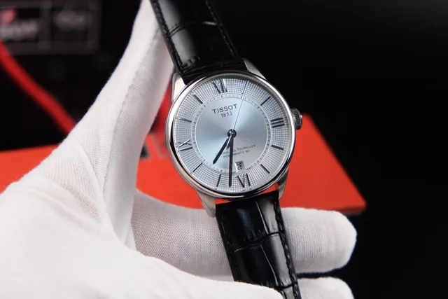 Tissot Black Silver Round Dial Guilloché Center Mechanical Watch 4
