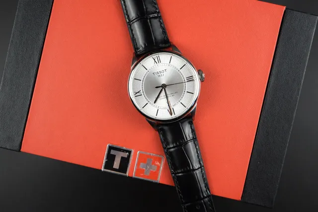 Tissot Black Silver Round Dial Guilloché Center Mechanical Watch 8