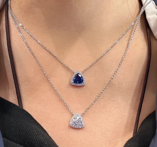 Triangular Faceted Stone Pendant Necklace 2