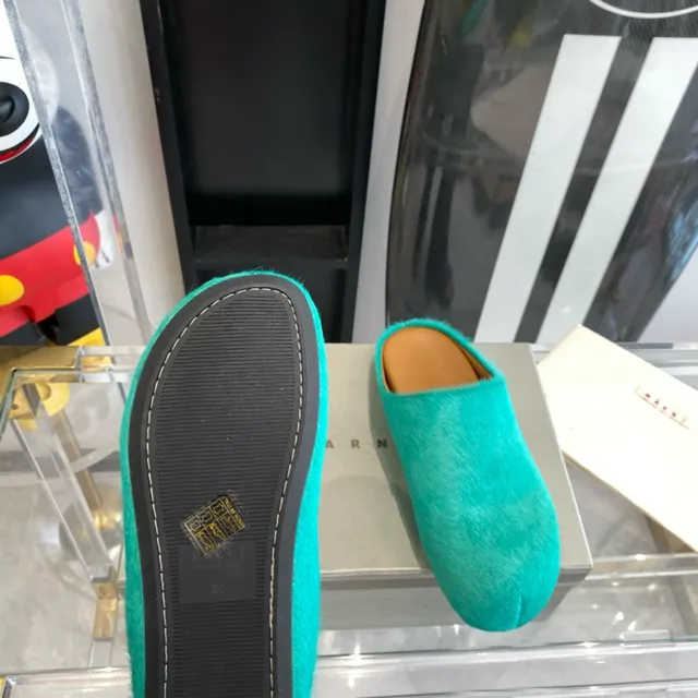 Turquoise Plush Fur Mule Slippers 4