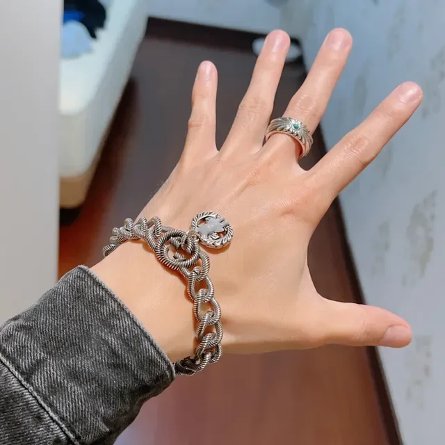 Twisted Rope-Link Enamel Bear Charm Bracelet 3