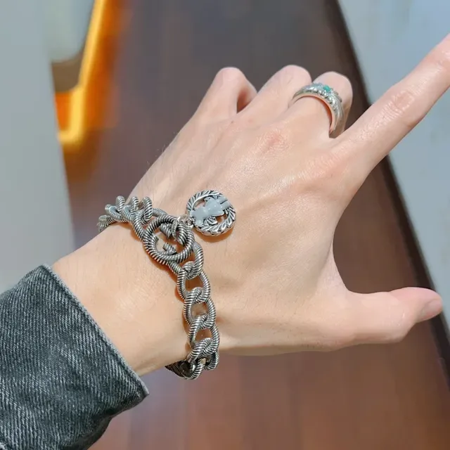 Twisted Rope-Link Enamel Bear Charm Bracelet 5