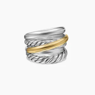 Two-Tone Stacked Rope and Smooth Band Ring