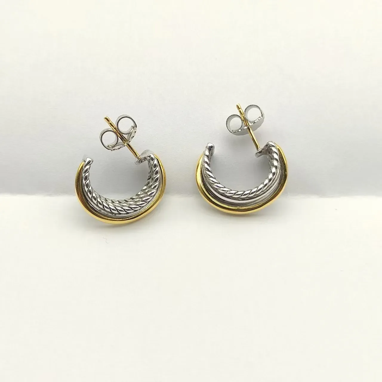 Two-Tone Twisted Rope Hoop Earrings 4