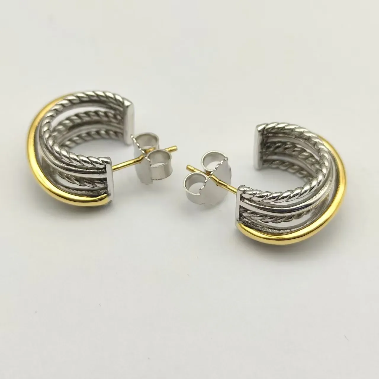 Two-Tone Twisted Rope Hoop Earrings 5