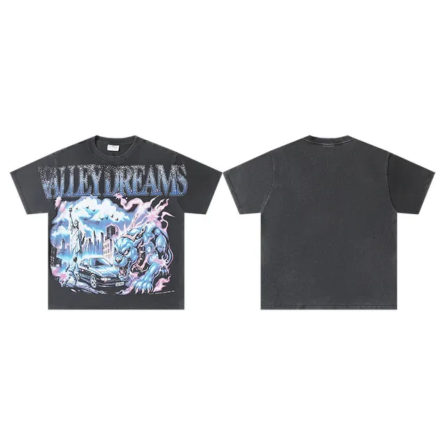 Valley Dreams Graphic Distressed Black T-Shirt 2