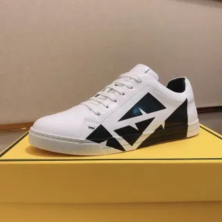 White and Black Geometric Panel Low-Top Sneaker