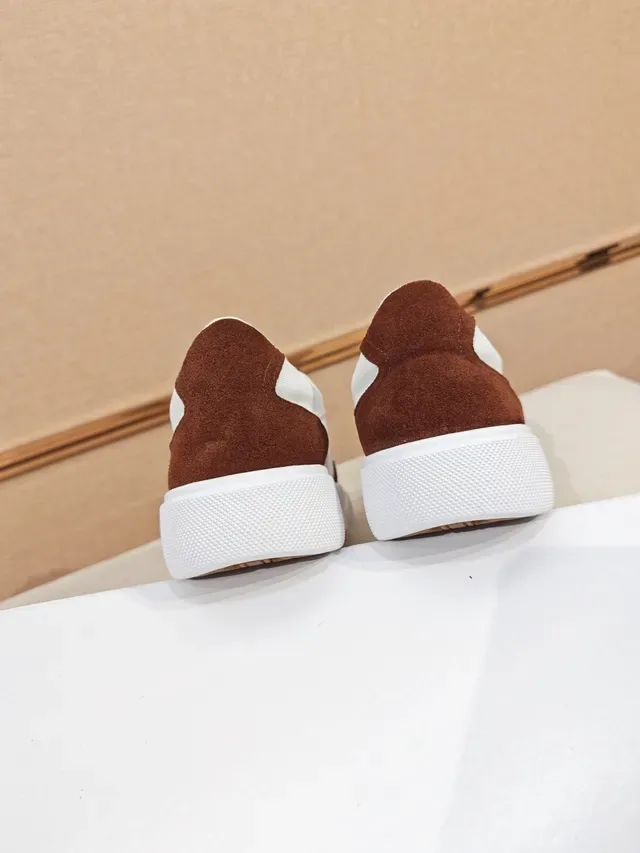 Sneakers Lifestyle Blanc et Marron à Panneaux en Suede et Canvas 3