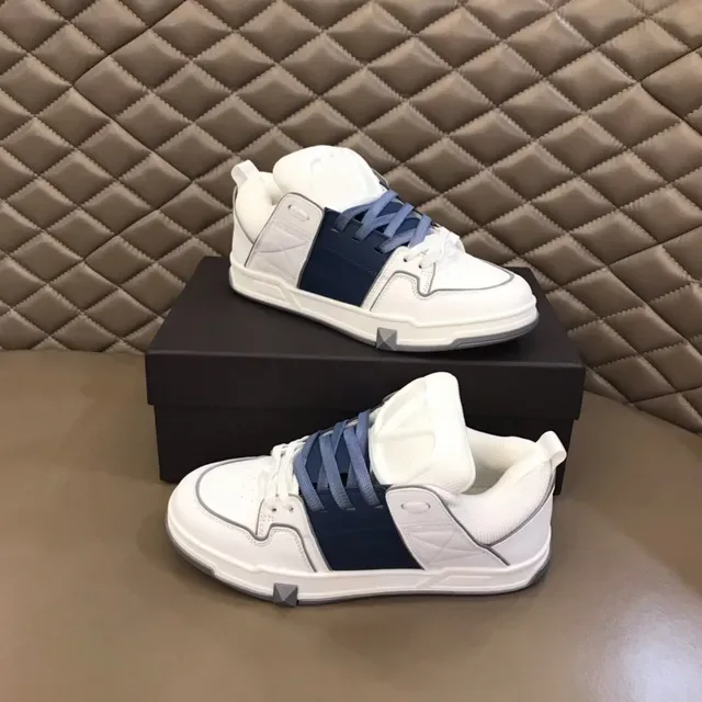 White and Navy Mixed-Material Low-Top Lifestyle Sneaker 4