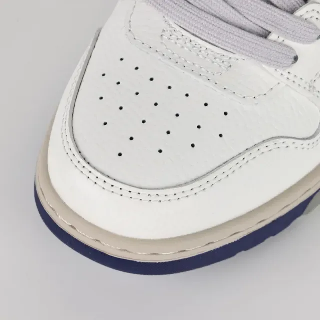 White and Navy Panelled Low-Top Sneaker 5