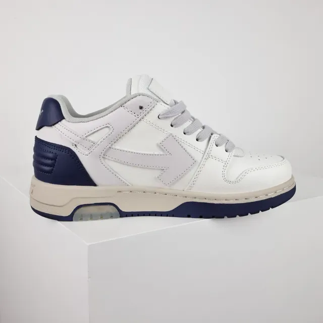 White and Navy Panelled Low-Top Sneaker 7
