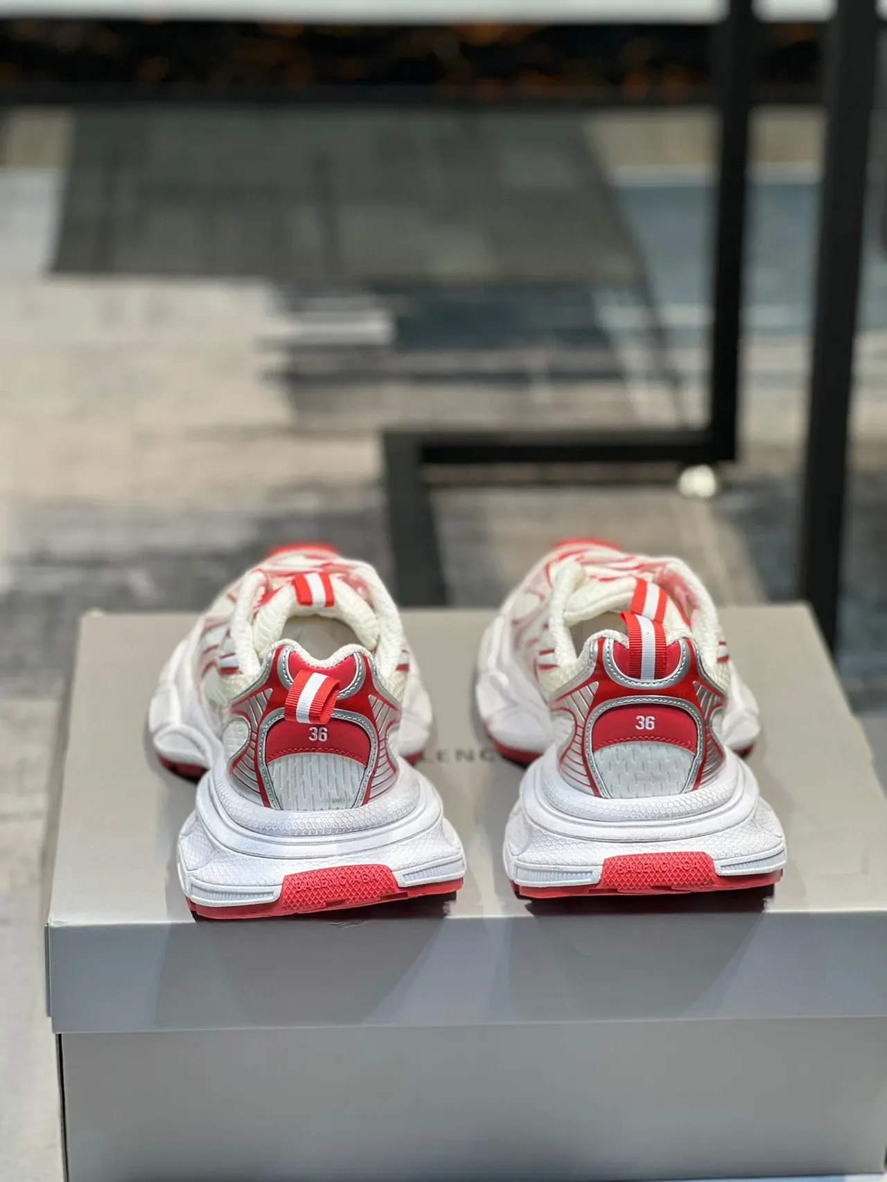 White and Red Chunky Lifestyle Sneaker 2
