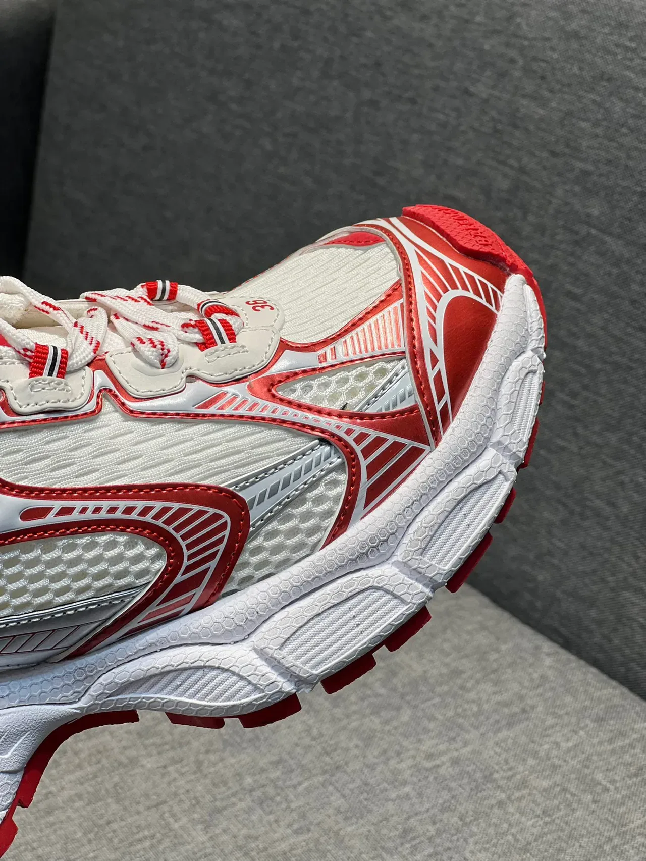 White and Red Chunky Lifestyle Sneaker 3