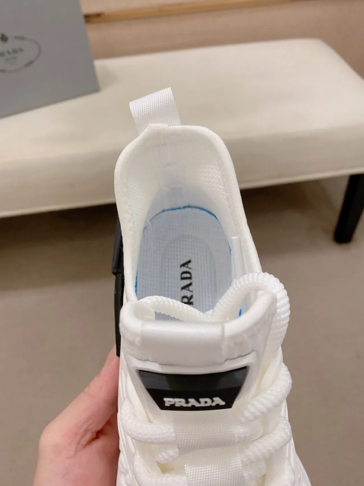 White Black Knit Upper Sculpted Midsole Sneakers 4