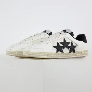 Zapatillas de cuero blanco y negro con apliques de tres estrellas