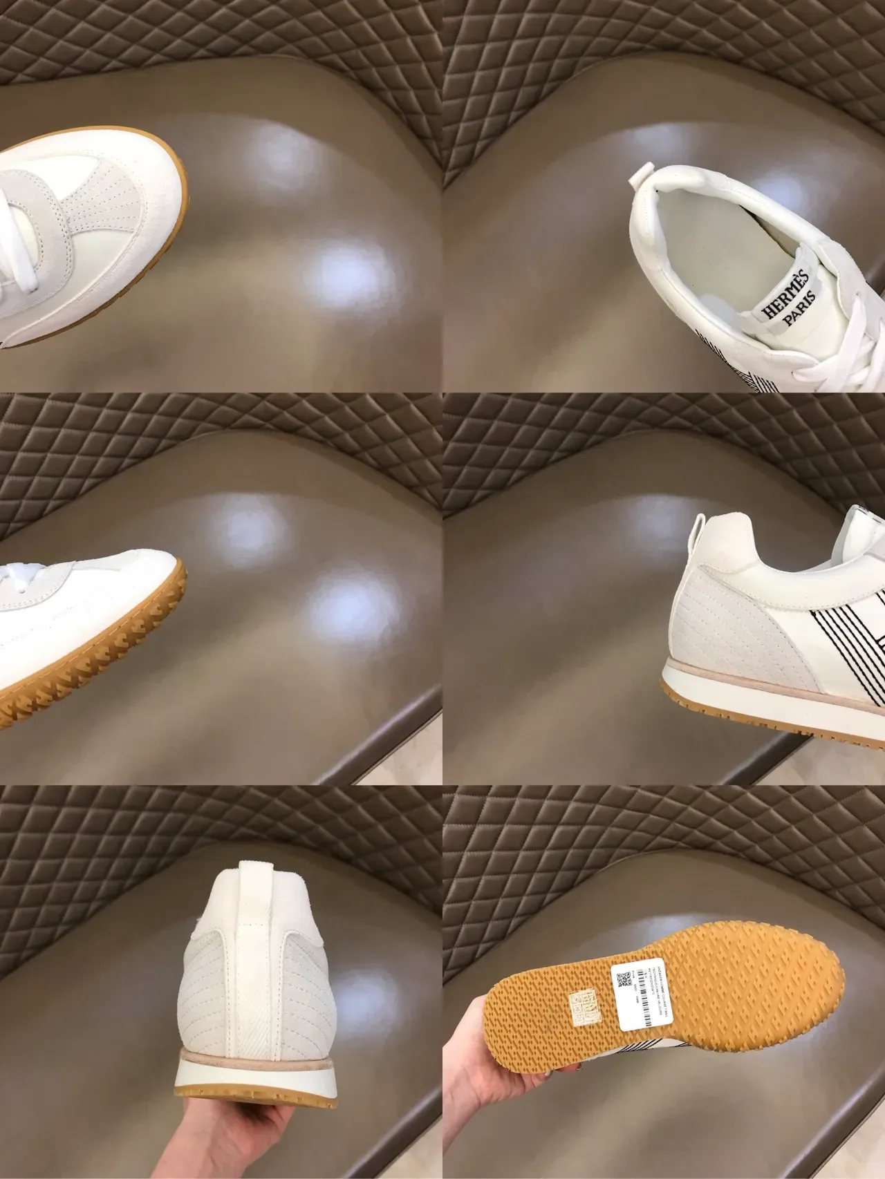 White Brown Low-Top Gum Sole Sneakers 2