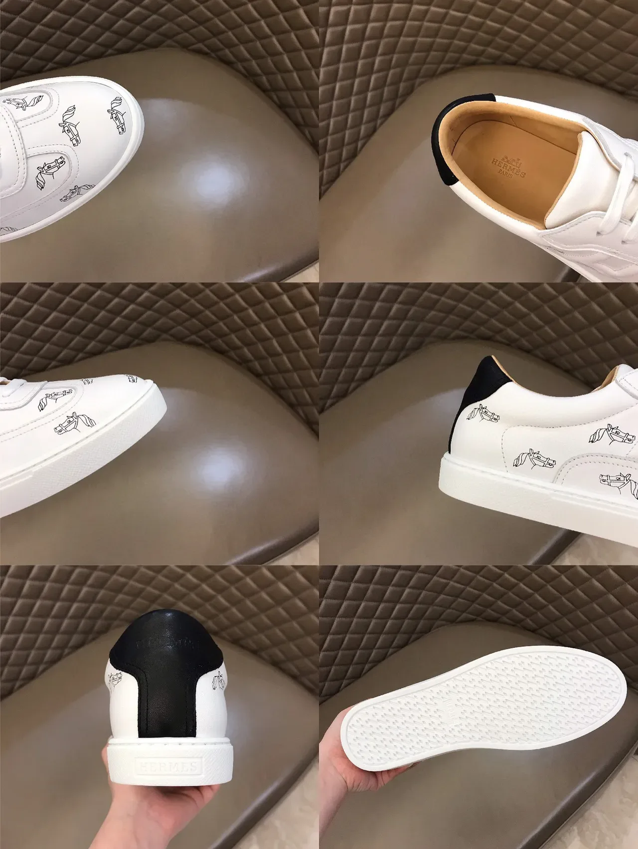 White Horse-Print Low-Top Lace-Up Sneaker 2