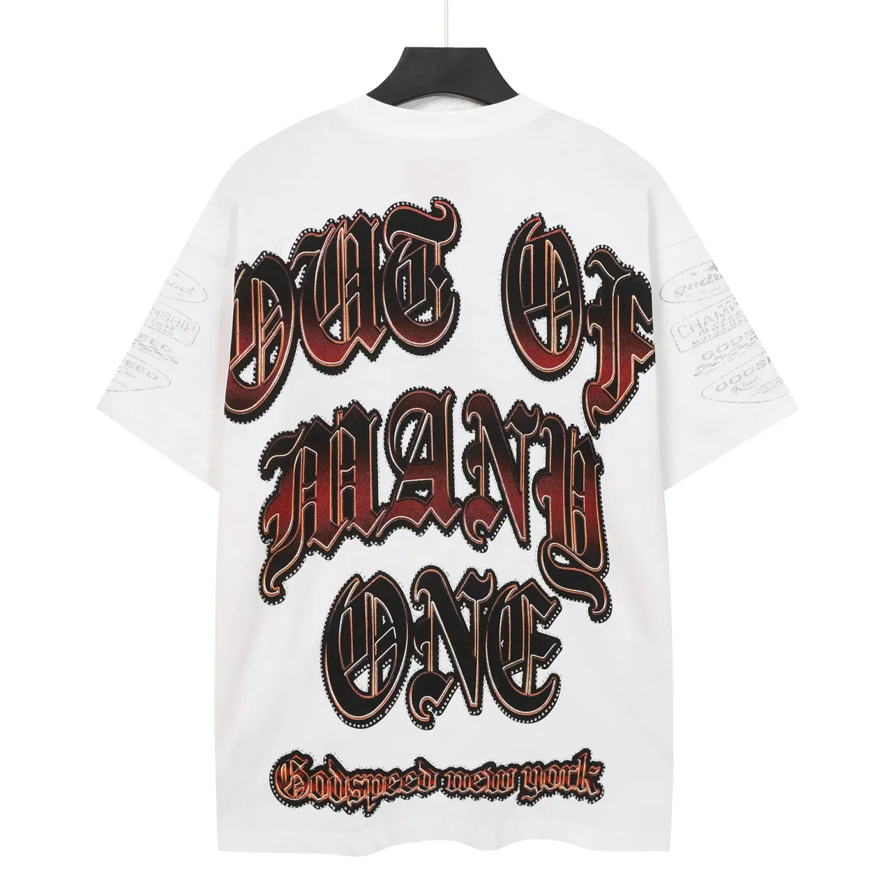 White Red Black Graphic-Print Oversized Racer Motif T-Shirt 3