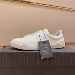 White Slip-On Pebbled Leather Lifestyle Sneaker