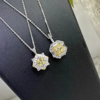 Colliers pendentifs géométriques halo-set au centre jaune