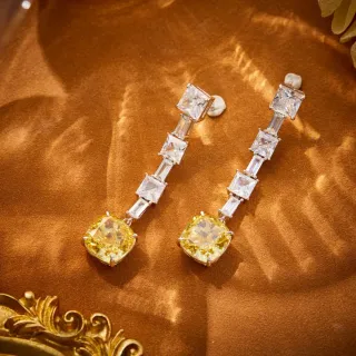 أقراط أصفر cushion-cut كاسكيد دروب