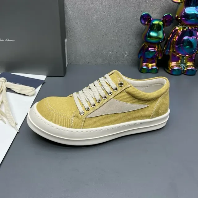 Yellow White Canvas Upper Contrast Side Panel Sneakers 8